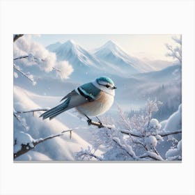 Bird In The Snow Canvas Print