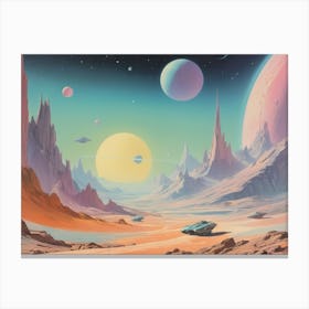 Space Landscape vintage retro sci-fi art 2 Toile