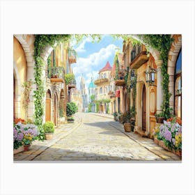 Old 3d Village Canvas Print