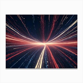 A Abstract, Glowing, Streaks Of Red, Blue, And White Light, Creating A Sense Of Speed And Movement In A Digital Space Canvas Print