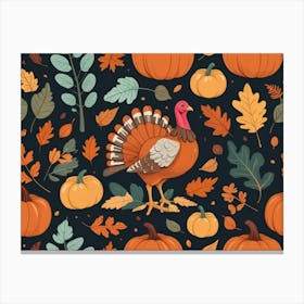 Default Happy Thanksgiving Day Vector Illustration With Turkey 1 Canvas Print