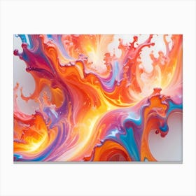 Abstract Image Of Swirling, Fluid Colors In Shades Of Orange, Pink, Blue, And Purple Canvas Print