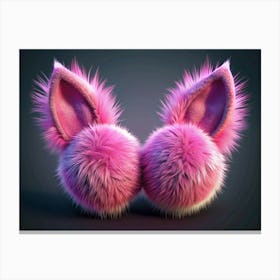 Pink Furry Ears On Balls Canvas Print