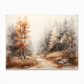 A Painting Of Country Road Through Woods In Autumn 76 Canvas Print