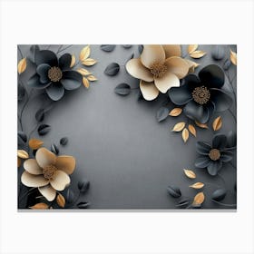 3d Featuring a Minimalistic Floral Design with Modern Flowers Against a Gray Background Adorned 1 Canvas Print