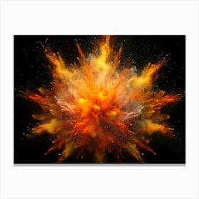 Colorful Explosion Of Powder On Black Background Canvas Print