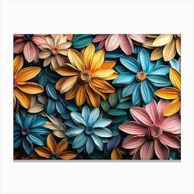 Floral Pattern with Colorful Flowers Canvas Print