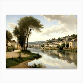 Village By The Seine Canvas Print