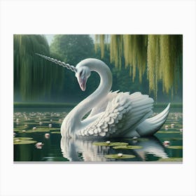 Magical Unicorn-Swan Fantasy Canvas Print