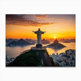 Cristo Redentor Statue Towering Over Rio De Janeiro Located On Corcovado Mountain Overlooking A Sc (3) Canvas Print