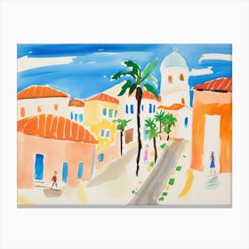 Forli Italy Cute Watercolour Illustration 3 Canvas Print