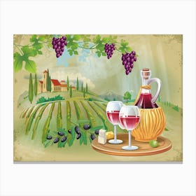 Wine And Grapes — wine poster, kitchen poster, wine print 1 Canvas Print