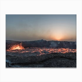 Sunset Over A Lava Lake In Ethiopia In Africa Canvas Print