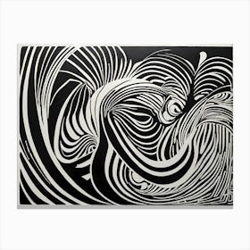 A Linocut Piece Depicting A Mysterious Abstract Shapes art, eclectic art, 194 Canvas Print