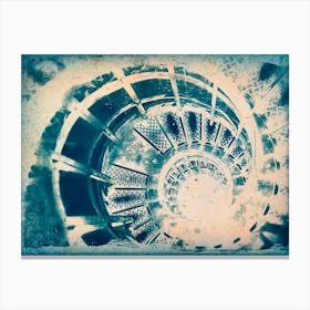 Staircase Spiral Cyanotype  Canvas Print