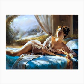 Sexy naked woman in bed. Nude Art Print #3 Canvas Print