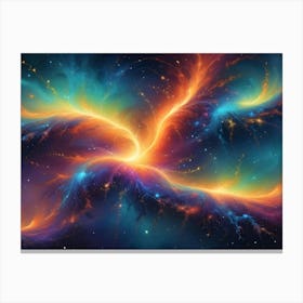 A Swirling Cosmic Cloudscape Of Orange, Blue, And Purple Hues Against A Starry Background Canvas Print