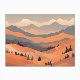 Misty mountains horizontal background in orange tone 59 Canvas Print