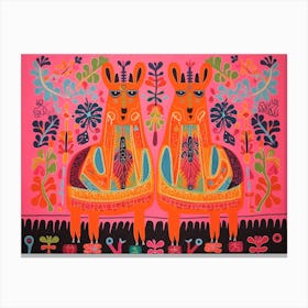 Llama 1 Folk Style Animal Illustration Canvas Print