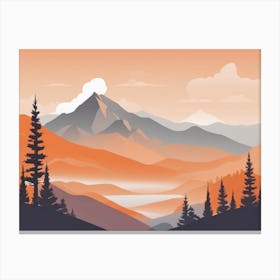 Misty mountains horizontal background in orange tone 56 Canvas Print