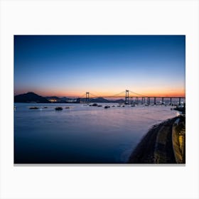 Sunset Over Seto Inland Sea With Light Painting Effects Capturing The Stunning Interplay Of Water An Canvas Print