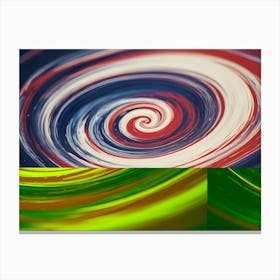 A Digital Art Piece Showcasing A Hypnotic, Swirling Pattern In Shades Of Blue, White, And Red, Resembling A Vortex, A Galaxy, Or A Swirling Ocean Current Canvas Print