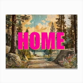 Pink And Gold Home Poster Vintage Woods Illustration 2 Canvas Print