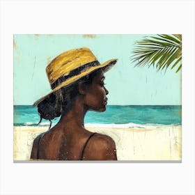Illustration of an African American woman at the beach 31 Canvas Print