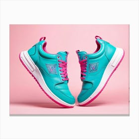 Sneaker Turquoise Pink Leather With A Sole Designed To Represent The Concept Of Magic Jumping Ma Canvas Print