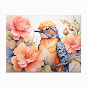 Kingfisher Painting Vintage Canvas Print