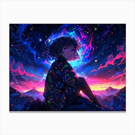 Girl In Space Canvas Print