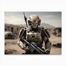 Futuristic robotic Soldier In Uniform Canvas Print