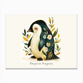 Little Floral Emperor Penguin 1 Poster Canvas Print