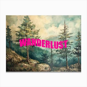  Pink Wanderlust Poster Vintage Retro Woods 4 Canvas Print