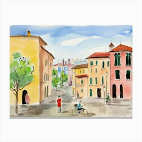 Modena Italy Cute Watercolour Illustration 4 Canvas Print