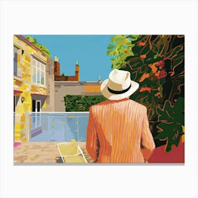 Man With A Hat In London, Hockney Style Canvas Print