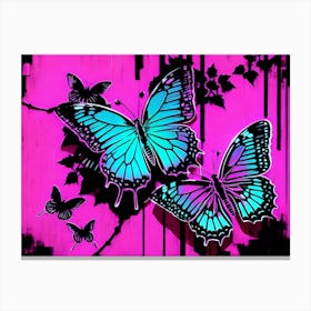 Butterflies On A Pink Background 3 Canvas Print