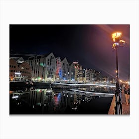 Śródmieście By Night, Gdańsk, Poland Canvas Print