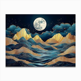 Full Moon Over Mountains 1 Canvas Print