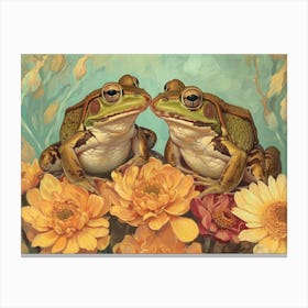 Floral Animal Illustration Frog 3 Canvas Print