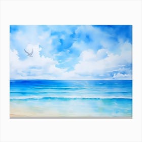 Watercolor Of A Beach 10 Canvas Print