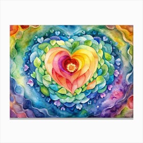 Watercolor Painting Of A Rainbow Heart Canvas Print