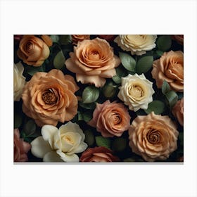 Roses On Black Background 1 Canvas Print