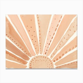 Pastel Pink Sun in Watercolor, Sunshine Canvas Print