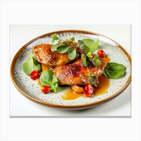Roasted Chicken On A Plate 1 Canvas Print