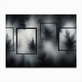 Black And White Abstract Image Of Smoky Explosions Contained Within Four Rectangular Frames Canvas Print