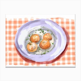 A Plate Of Onion, Top View Food Illustration, Landscape 2 Canvas Print