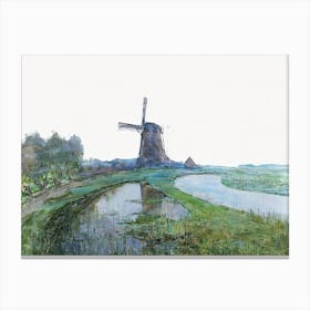 River Gein By Moonlight Background, Oil Painting, Piet Mondrian Canvas Print