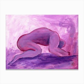 Male Nude Purple 3 - man homoerotic adult mature gay art mauve hand painted figure Canvas Print