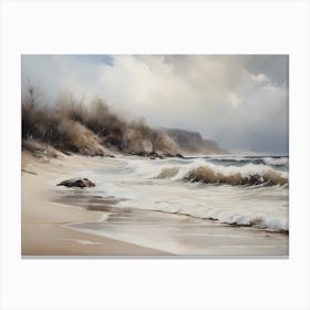 Vintage Coastal Seaside Painting (20) Canvas Print